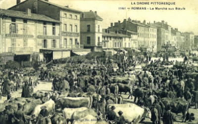 Romans sur Isère. Le marché aux bestiaux.